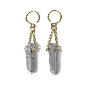 14KYGF Crystal Quartz Point Earrings